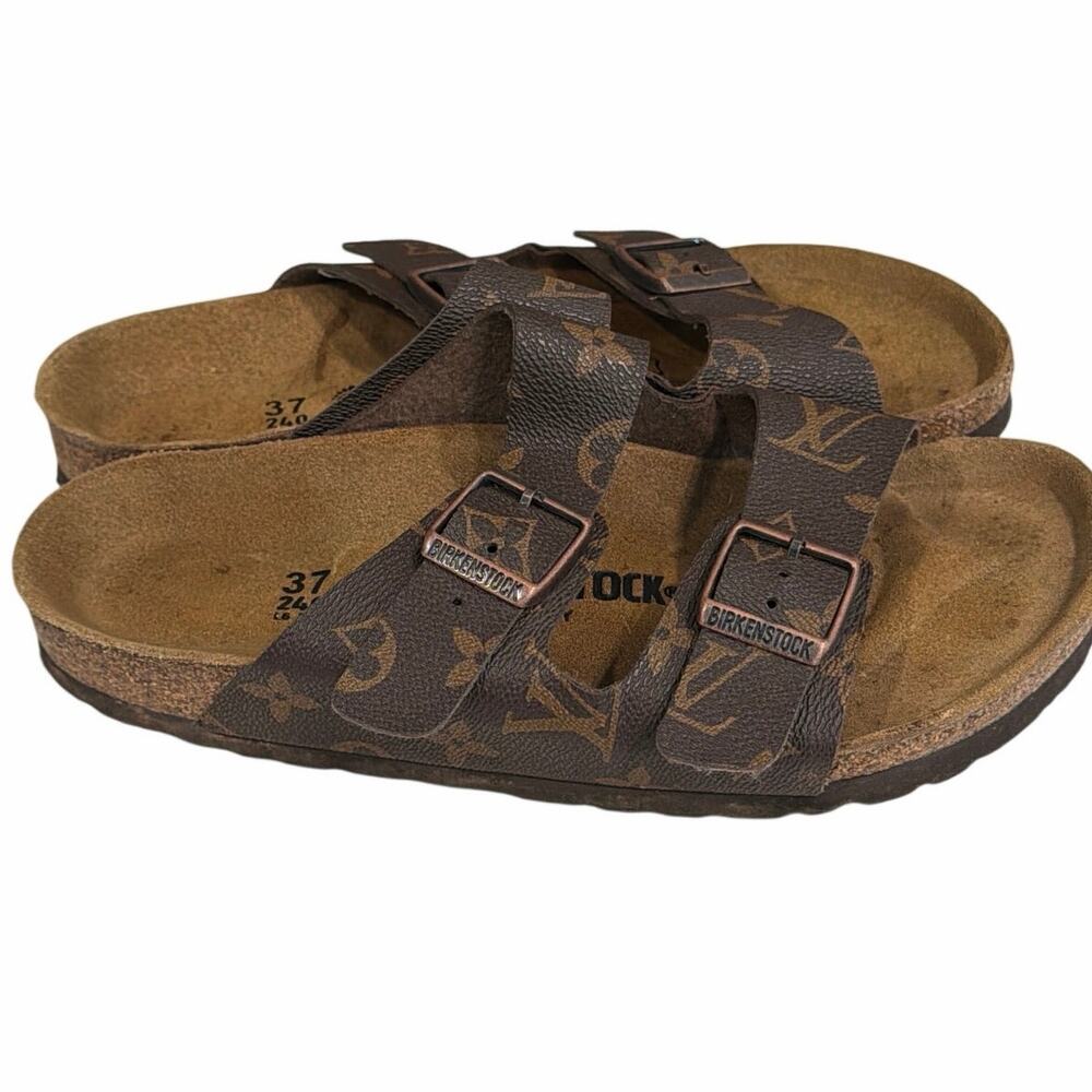 Birkenstock Brown Monogram Double-Strap Sandals